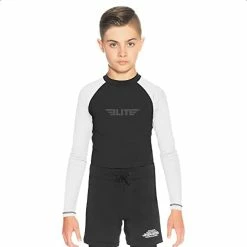 Outlet 🌟 Elite Sports Rash Guards For Boys And 👧 Girls, Full Sleeve Compression BJJ Kids And Youth Rash Guard Red 🔔