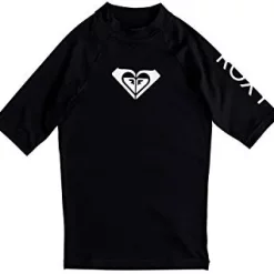 Best Sale ⭐ Roxy 👧 Girls' Whole Hearted Short Sleeve Rashguard Anthracite 20 ⭐