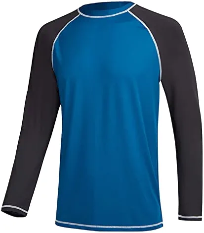 Best deal π Men's Long Sleeve Swim π Shirts Rashguard UPF 50+ UV Sun Protection π Shirt Athletic Workout Running Hiking T-Shirt Swimwear 07- T1 Blue π - Image 2