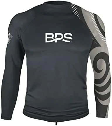 Best Pirce π BPS Men's UPF 50+ Long Sleeve Swim π Shirt/Rash Guard With Sun Protection Patterned Charcoal Lime π - Image 6