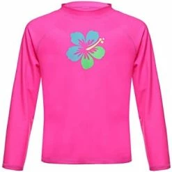 Brand new ⌛ Dayu 👧 Girls' Flower Long Sleeve Rashguard Neon Pink 💯