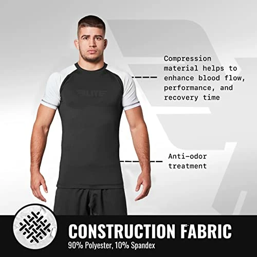 Buy π 2022 Elite Sports Jiu Jitsu BJJ Rash Guards, Menβs BJJ, No GI, MMA Ranked Short Sleeve Compression Base Layer Rash Guard Gray βοΈ
