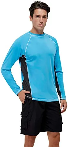 Best deal π Men's Long Sleeve Swim π Shirts Rashguard UPF 50+ UV Sun Protection π Shirt Athletic Workout Running Hiking T-Shirt Swimwear 07- T1 Blue π - Image 10