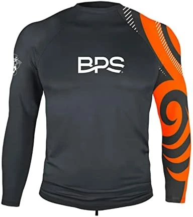 Best Pirce π BPS Men's UPF 50+ Long Sleeve Swim π Shirt/Rash Guard With Sun Protection Patterned Charcoal Lime π - Image 7