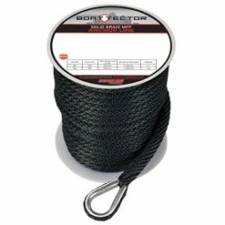 Outlet 😀 3006.2057 BoatTector Solid Braid MFP Anchor Line With Thimble - 3/8" X 100', Black ✔️
