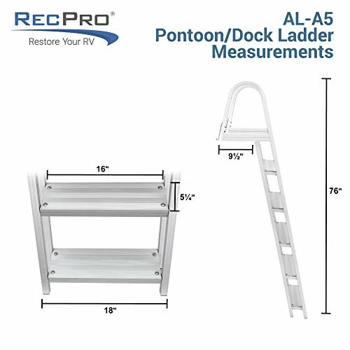 Deals β 5 Step Removable Boarding Boat Ladder | AL-A5 | Marine Pontoon Boat Dock | Heavy Duty Aluminum π - Image 3
