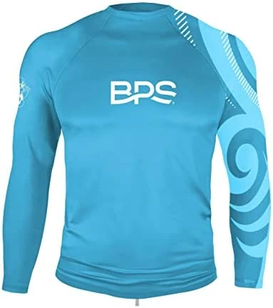 Best Pirce π BPS Men's UPF 50+ Long Sleeve Swim π Shirt/Rash Guard With Sun Protection Patterned Charcoal Lime π - Image 4