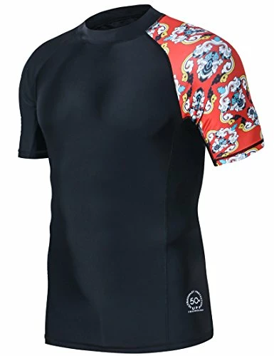 Best Pirce β¨ HUGE SPORTS Men's Splice UV Sun Protection UPF 50+ Skins Rash Guard Short Sleeves(Bee Together, XL) π€©