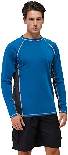 Best deal π Men's Long Sleeve Swim π Shirts Rashguard UPF 50+ UV Sun Protection π Shirt Athletic Workout Running Hiking T-Shirt Swimwear 07- T1 Blue π - Image 9