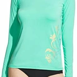 Wholesale 👍 TSLA 👩 Women's UPF 50+ Rash Guard Long Sleeve, Water Beach Surf Swim 👕 Shirts, UV/Sun Protection Swimwear Henna Print Rashie Royal Blue 🎁