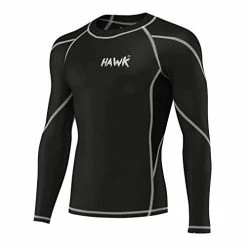 New 🧨 Hawk Sports Mens Compression 👕 Shirts Base Layer Athletic Gym MMA BJJ Rash Guard No Gi Full Long Sleeve Rashguard 👕 Shirt For Men Black 🎁