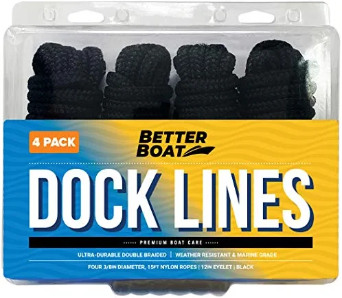 Budget π― Dock Lines Boat Ropes For Docking 3/8" Line Braided Mooring Marine Rope 15FT Nylon Rope Dock Boat Dock Lines For Docking Boat Lines Boating Rope Braided 15' Feet With Loop Ties Black 2 Pack Blue 2 Pk π - Image 2