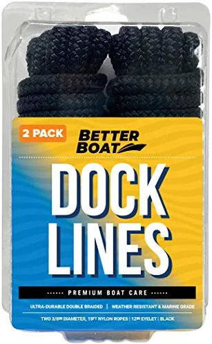Budget π― Dock Lines Boat Ropes For Docking 3/8" Line Braided Mooring Marine Rope 15FT Nylon Rope Dock Boat Dock Lines For Docking Boat Lines Boating Rope Braided 15' Feet With Loop Ties Black 2 Pack Blue 2 Pk π