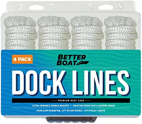 Budget π― Dock Lines Boat Ropes For Docking 3/8" Line Braided Mooring Marine Rope 15FT Nylon Rope Dock Boat Dock Lines For Docking Boat Lines Boating Rope Braided 15' Feet With Loop Ties Black 2 Pack Blue 2 Pk π - Image 6
