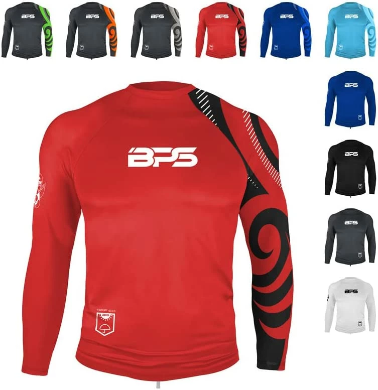 Best Pirce π BPS Men's UPF 50+ Long Sleeve Swim π Shirt/Rash Guard With Sun Protection Patterned Charcoal Lime π - Image 8