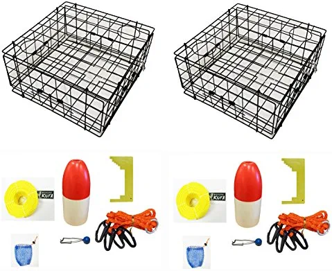 Cheap π₯ 2-Pack Of KUFA Vinyl π§₯ Coated Crab Trap & Accessory Kit Including 100' Rope, Caliper, Harness, Bait Bag & Red/White Float π€©