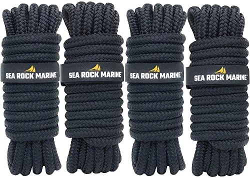 Best reviews of β€οΈ Double Braided Nylon Dock Lines (2 Or 4 Pack) |15', 25' Or 30' With 12β Eyelet & Dock Line Ties | Dock Lines For Boats, Marine Rope, Boat Accessories Black - 2 P π - Image 2