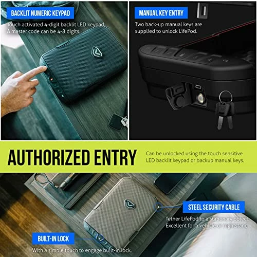 Deals π LifePod Secure Waterproof Travel Case Rugged Electronic Lock Box Travel Organizer Portable Handgun Case With Backlit Keypad β - Image 3