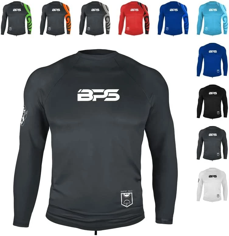 Best Pirce π BPS Men's UPF 50+ Long Sleeve Swim π Shirt/Rash Guard With Sun Protection Patterned Charcoal Lime π - Image 2