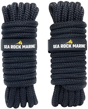 Best reviews of β€οΈ Double Braided Nylon Dock Lines (2 Or 4 Pack) |15', 25' Or 30' With 12β Eyelet & Dock Line Ties | Dock Lines For Boats, Marine Rope, Boat Accessories Black - 2 P π