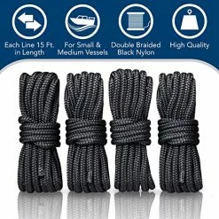 Cheapest π Double-Braided Nylon Dock Line From Regatta Marine Essentials (Black, L: 15 Ft. D: 3/8 Inch Eyelet: 12 Inch, 4 Count) π