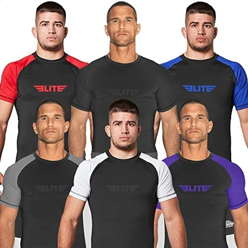 Buy π 2022 Elite Sports Jiu Jitsu BJJ Rash Guards, Menβs BJJ, No GI, MMA Ranked Short Sleeve Compression Base Layer Rash Guard Gray βοΈ - Image 9