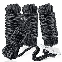 Promo 🌟 Dock Lines & Ropes Boat Accessories - 4 Pack 3/8" X 15' Double Braided Nylon Dock Lines With 12” Loop Excellent 5800 Lbs Breaking Strength Marine Rope For Kayak Pontoon Boats Up To 30ft Boating Gifts 🎁